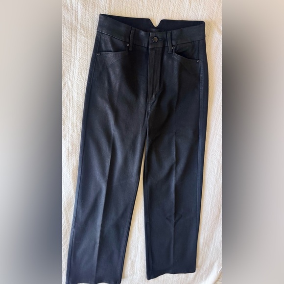 PAIGE Sasha Coated High Rise Black Flare & Wide Leg Jeans - Picture 5 of 16